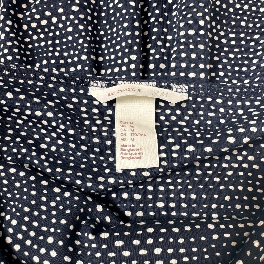 H&M Black White Polka Dot Strapless Mini Dress Smocked Waist Medium - Picture 5 of 5